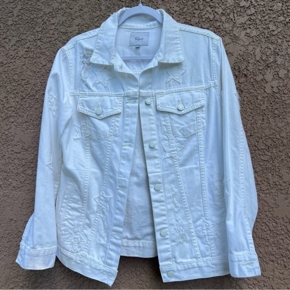 Rails Patchwork Knox Star Jean Jacket Women's Small Oversized White Casual Chic
